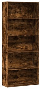 Ντουλάπι βιβλίων καπνιστή δρυς 80x30x189 cm Κατασκευασμένο ξύλο - Καφέ