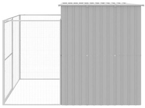 vidaXL Σπιτάκι Σκύλου με Αυλή Αν. Γκρι 214x253x181 εκ. Γαλβαν. Χάλυβας