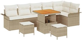 vidaXL Σετ Καναπέ Κήπου 9 pcs Μπεζ συνθετικό ρατάν