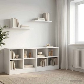 vidaXL Ντουλάπι κρεβατιού με ράφι 2 τεμ. Λευκό 66 x 33 x 48 εκ.