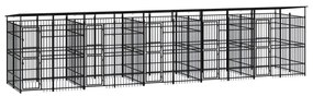 Κλουβί Σκύλου Εξωτερικού Χώρου με Οροφή 18,43 μ² από Ατσάλι - Μαύρο