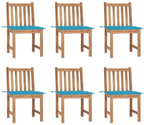 Καρέκλες Κήπου 6 τεμ. από Μασίφ Ξύλο Teak με Μαξιλάρια
