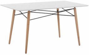 Τραπέζι Berwyn 1176, Ανοιχτό χρώμα ξύλου, Άσπρο, 75x80x140cm, 24 kg, Ινοσανίδες μέσης πυκνότητας, Ξύλο, Ξύλο: Οξιά | Epipla1.gr