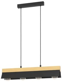 Κρεμαστό Φωτιστικό Οροφής Ράγα IP20 4xE27 40W TARRAFO Μαύρο-Καφέ 900444 Eglo-900444-Μαύρο 900444