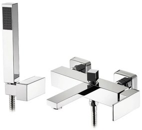 Pyramis Streto Plus Αναμεικτική Mπαταρία Επίτοιχη Λουτρού με Σετ Ντους (τηλέφωνο, σπιράλ και στήριγμα ντους)