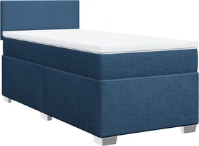 vidaXL Κρεβάτι Boxspring με Στρώμα Μπλε 90x200 εκ.Υφασμάτινο