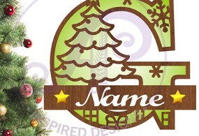 Σετ των 2 Intra απο ξύλο plywood 3mm-4mm πάχος Χριστουγεννιάτικο μονόγραμμα με κεφαλαίο γράμμα G Δίασταση 30x20 cm INTRAFABR-79721479