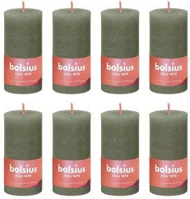 Bolsius Κεριά Κύλινδρος Ρουστίκ Shine 8 τεμ. Φρέσκο Λαδί 100 x 50 χιλ.