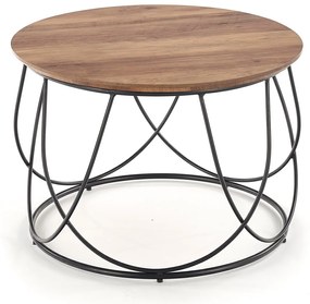 Τραπεζάκι σαλονιού Houston 689, Μαύρο, Καρυδί, 41cm, 8 kg, Ινοσανίδες μέσης πυκνότητας, Στρόγγυλος | Epipla1.gr