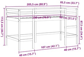 ΚΡΕΒΑΤΙ ΠΑΙΔΙΚΟ ΥΠΕΡ. ΣΚΑΛΑ ΚΑΦΕ 80X200ΕΚ. ΜΑΣΙΦ ΞΥΛΟ ΠΕΥΚΟΥ 852397