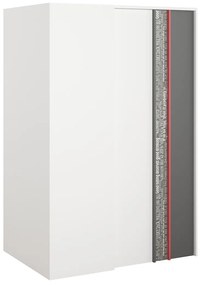 Γωνιακή ντουλάπα Fresno AC100, Γραφίτης, Κόκκινο, Άσπρο, 199x130x93cm, Πόρτες ντουλάπας: Με μεντεσέδες