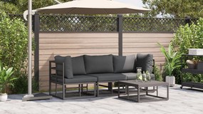 vidaXL Εξωτερικά Έπιπλα με μαξιλάρι με μαξιλάρι 3 pcs Μαύρο Αλουμίνιο