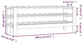 Ραφιέρα Κρασιών 109,5x30x42 εκ. από Μασίφ Ξύλο Πεύκου - Καφέ