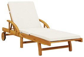 vidaXL Ξαπλώστρα με Μαξιλάρι &amp; Τραπέζι από Μασίφ Ξύλο Ακακίας