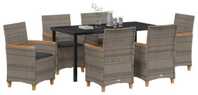 vidaXL Σέτ φαγητού για κήπο 7 pcs Γκρι συνθετικό ρατάν