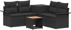 vidaXL Σετ Καναπέ 6 τμχ. Μαύρο 45 x 45 x 40 cm Πολυ-ρακί και Χάλυβας