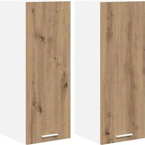 vidaXL Κρεμαστό ντουλάπι με πόρτα 2 pcs Χειροποίητη Δρυς και Λευκό