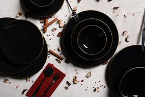 Ceramic Dinner Set (24 Pieces) TY040424F650A841600MAET600 Black
Gold