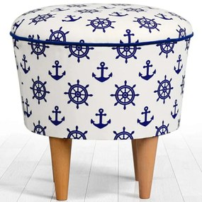 Σκαμπό Cunda 209FLF1215 42x42cm White-Blue
