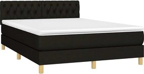 vidaXL Κρεβάτι Boxspring με Στρώμα &amp; LED Μαύρο 140x200 εκ. Υφασμάτινο