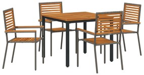 vidaXL σετ τραπεζαρίας κήπου  σύνολο 3 γκρι μέταλλο και ξύλο μέσο