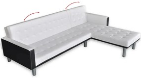 vidaXL Καναπές-Κρεβάτι Γωνιακός Λευκός από Συνθετικό Δέρμα