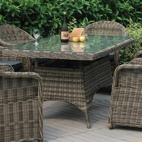 MONTANA Τραπέζι Dining Κήπου-Βεράντας ALU, Φ5mm Round Wicker Grey Brown  160x90 H.75cm [-Καφέ Γκρι-] [-Wicker-, -Αλουμίνιο-] Ε655,2