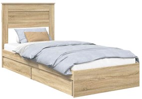 vidaXL Κρεβάτι Αποθήκης Δρύς Sonoma 100 x 200 cm Επεξεργασμένο ξύλο