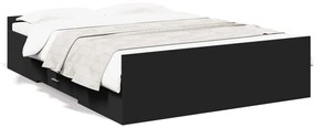 Πλαίσιο Κρεβατιού με Συρτάρια Μαύρο 120x200 εκ Επεξεργ. Ξύλο - Μαύρο