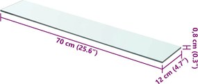 vidaXL Ράφι Πάνελ Διάφανο 70 x 12 εκ. Γυάλινο