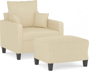 vidaXL Πολυθρόνα Κρεμ 60 εκ. Υφασμάτινη με Υποπόδιο