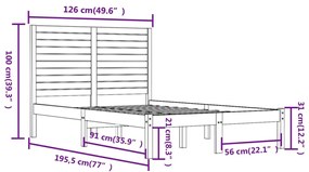 vidaXL Πλαίσιο Κρεβατιού Λευκό 120x190 εκ. Μασίφ Ξύλο Small Double