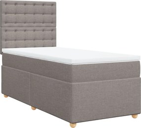 vidaXL Κρεβάτι Boxspring με Στρώμα Taupe 100 x 200 εκ. Υφασμάτινο