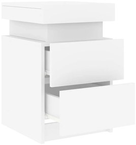 vidaXL Κομοδίνο με Φώτα LED Λευκό 35 x 39 x 55 εκ.