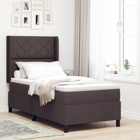 vidaXL Κρεβάτι Box Spring με Στρώμα Σκούρο Καφέ 90x200 cm Υφάσμα