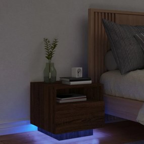 Κομοδίνο με Φώτα LED Καφέ Δρυς 40 x 39 x 37 εκ. - Καφέ