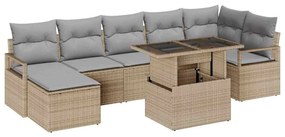 vidaXL Σετ Καναπέ Κήπου με μαξιλάρι 8 pcs μπεζ και ανοιχτό γκρι
