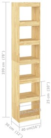 Βιβλιοθήκη/Διαχωριστικό Χώρου 40x30x199 εκ. Μασίφ Ξύλο Πεύκου - Καφέ