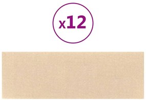 vidaXL Πάνελ Τοίχου 12 τεμ. Κρεμ 90 x 30 εκ. 3,24 μ Υφασμα