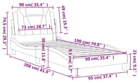 Πλαίσιο Κρεβατιού με Κεφαλάρι Λευκό90x190εκ. από ΣυνθετικόΔέρμα - Λευκό