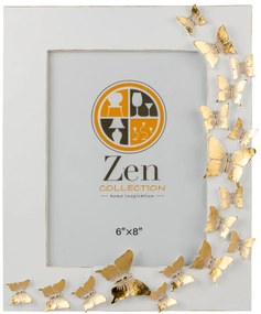 Κορνίζα Polyester Λευκή-Χρυσή Πεταλούδες 15x20εκ. Zen Collection 25.2.50713