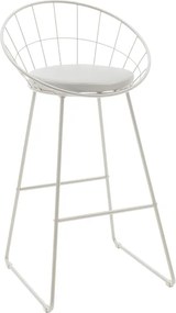 Σκαμπό μπαρ Seth pakoworld μέταλλο λευκό-μαξιλάρι PVC λευκό