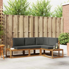 vidaXL Σειρά Καναπέ Εξωτερικού 4 Τεμάχιο Φυσικό και Ανθρακί