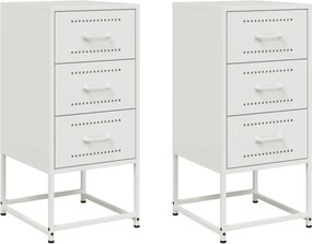 vidaXL Κομοδίνα 2 τεμ. Λευκό 36x39x78 εκ. από Χάλυβα