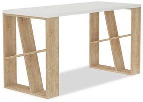 Γραφείο Honey pakoworld χρώμα λευκό - light oak 140x60x75εκ 119-001028