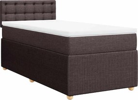 vidaXL Κρεβάτι Boxspring με Στρώμα Σκούρο Καφέ 100x200 εκ. Υφασμάτινο