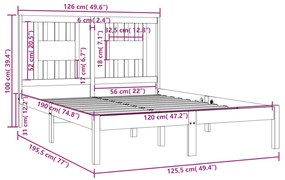 Πλαίσιο Κρεβατιού Λευκό 120x190 εκ. Μασίφ Ξύλο Small Double - Λευκό