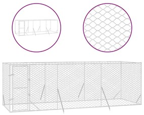 vidaXL Κλουβί Σκύλου Εξωτερ. Χώρου Ασημί 6x2x2 μ. από Γαλβαν. Ατσάλι