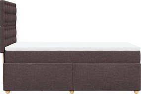 vidaXL Κρεβάτι Boxspring με Στρώμα Σκούρο Καφέ 100x200 εκ. Υφασμάτινο