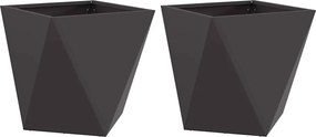 vidaXL Γλάστρα 2 pcs Μαύρο 50 x 50 x 50 cm Ατσάλι